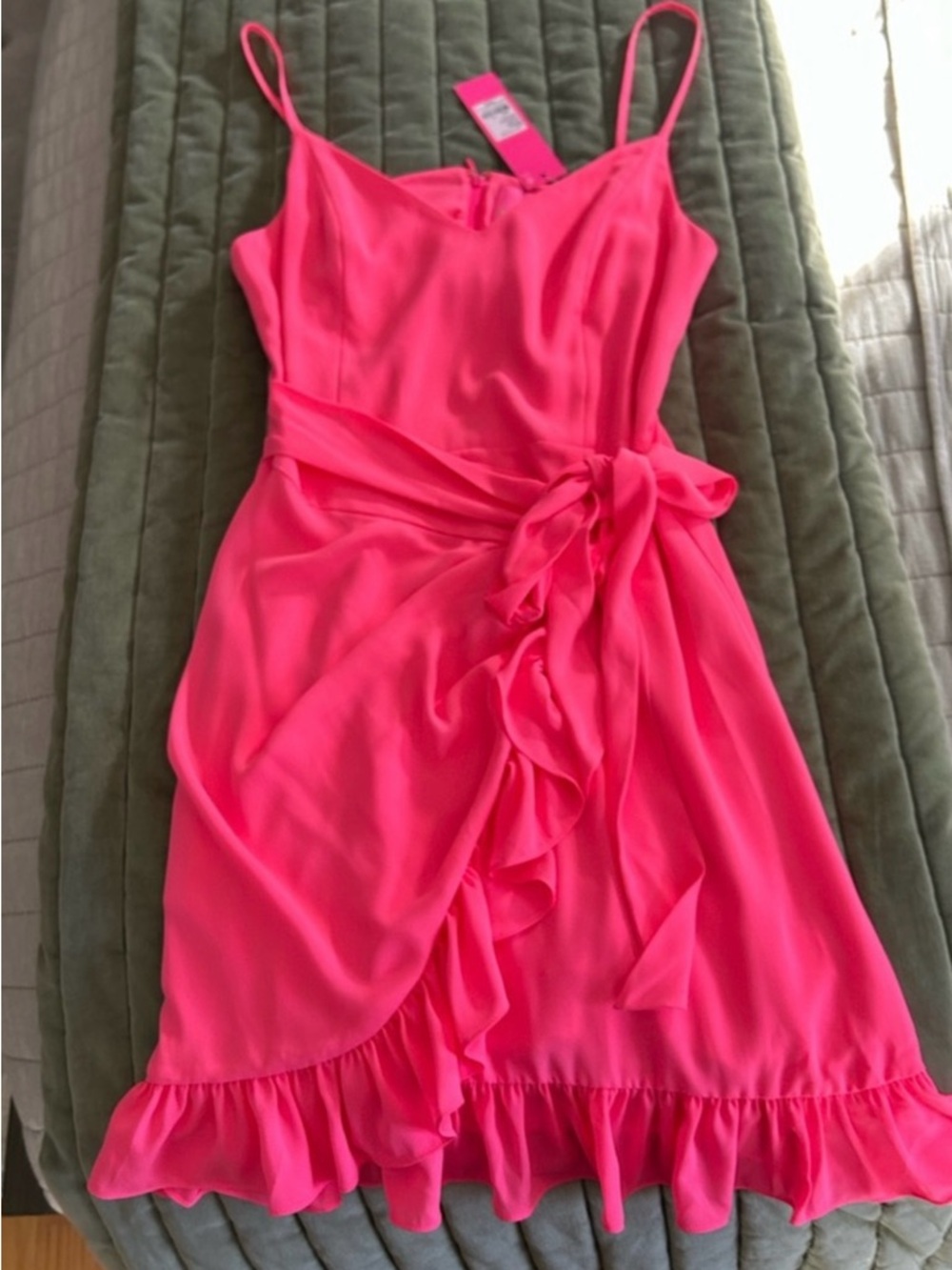 Lilly Pulitzer Coral Pink Alisa Wrap Dress with Ruffle Detail